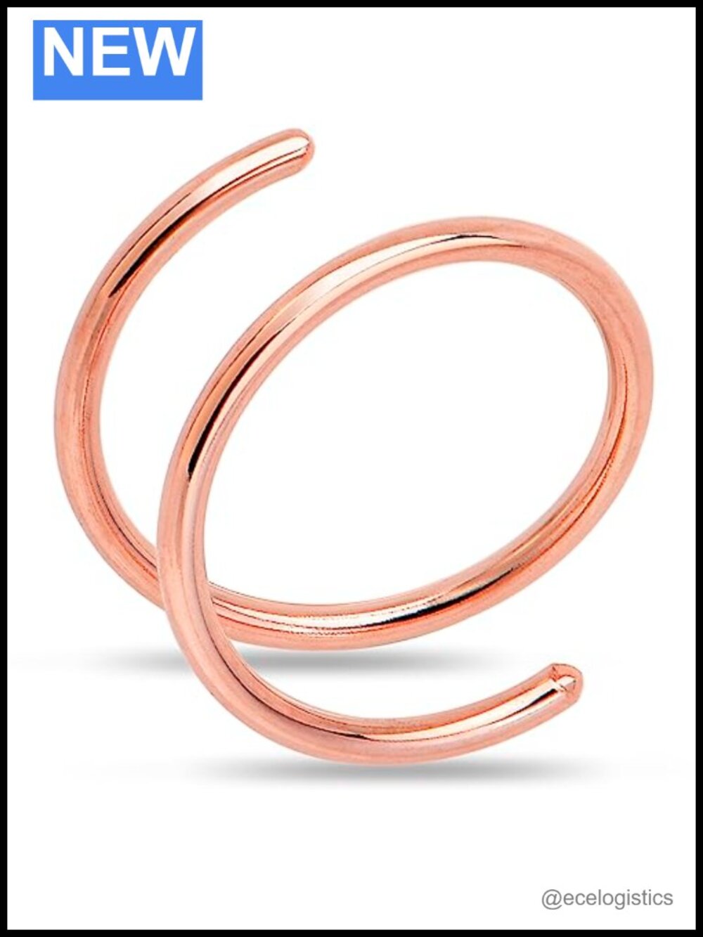 14k Solid Gold Double Hoop Nose Ring Handmade USA Hypoallergenic Spiral Nose